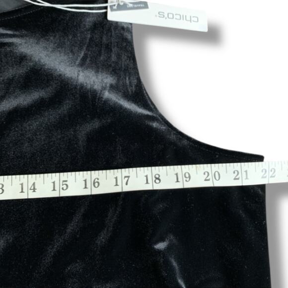 Chico's Jumpsuit NWT Women's 3 (XL) Black Velvet Sleeveless Belted Whimsigoth - Picture 5 of 6